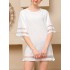 Mesh Solid Color Split-Joint A-Line Half Sleeves Round-Neck Mini Dresses