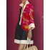 Loose Three-Quarter Sleeves Buttoned Contrast Color Flower Print Lapel Mini Dresses Shirt Dress