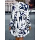 Printed Split-Joint Loose Puff Sleeves Lapel Shirt Dress Mini Dresses