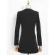 Buttoned Pockets Shoulder Pad A-Line High Waisted Square-Neck Mini Dresses Blazer