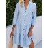 Buttoned Plaid Split-Joint A-Line Loose Stand Collar Shirt Dress Mini Dresses