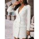 Split-Joint Long Sleeves Lapel Mini Dresses