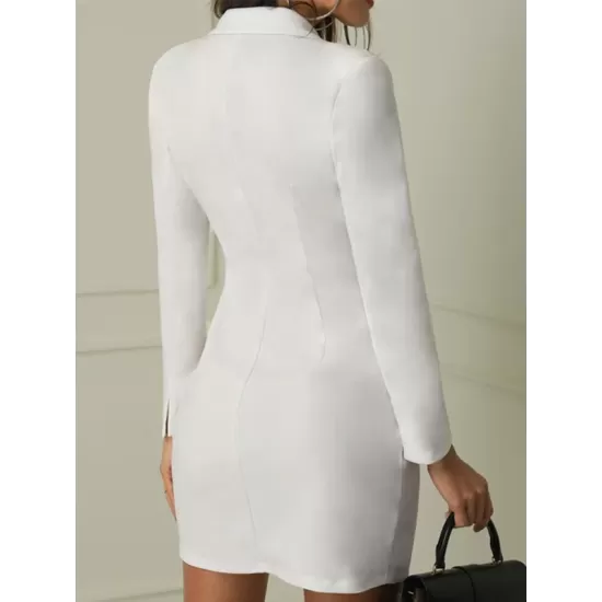 Split-Joint Long Sleeves Lapel Mini Dresses