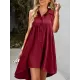 Buttoned Pleated Pockets Solid Color A-Line High Waisted Lapel Mini Dresses