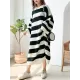 Stylish Loose Striped Round-Neck Sweater Dresses