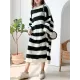 Stylish Loose Striped Round-Neck Sweater Dresses