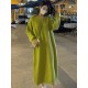 Urban Loose Long Sleeves Solid Color V-Neck Sweater Dresses