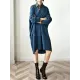 Stylish Long Sleeves Loose Solid Color V-Neck Sweater Dresses