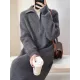 Casual Loose Long Sleeves Solid Color Zipper High-Neck Sweater Dresses