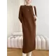 Urban Loose Long Sleeves Solid Color Round-Neck Sweater Dresses