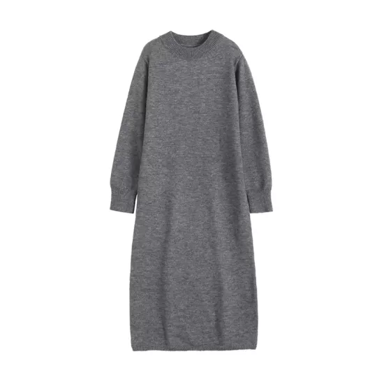 Urban Loose Long Sleeves Solid Color Round-Neck Sweater Dresses