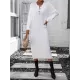 Buttoned Split-Joint Long Sleeves Loose Round-Neck Sweater Dresses Midi Dresses