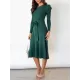 Solid Color Tied Waist High Waisted Long Sleeves Round-Neck Sweater Dresses Midi Dresses