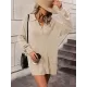 Split-Joint Loose Puff Sleeves Lapel Sweater Dresses Mini Dresses