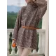 Jacquard Printed Flared Sleeves Long Sleeves High Neck Sweater Dresses Mini Dresses