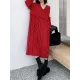 Solid Color Split-Joint Tasseled Long Sleeves Loose V-Neck Sweater Dresses Midi Dresses