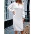 Buttoned Long Sleeves Loose Round-Neck Sweater Dresses Midi Dresses