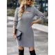 Casual Wrap Solid Color High-Neck Dress