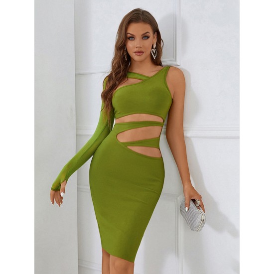 Casual Wrap Irregular Clipping Backless Solid Dress