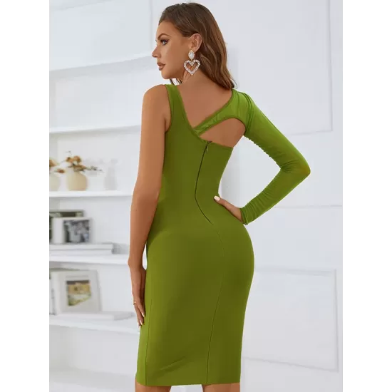 Casual Wrap Irregular Clipping Backless Solid Dress