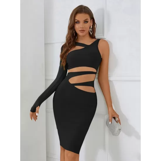 Casual Wrap Irregular Clipping Backless Solid Dress