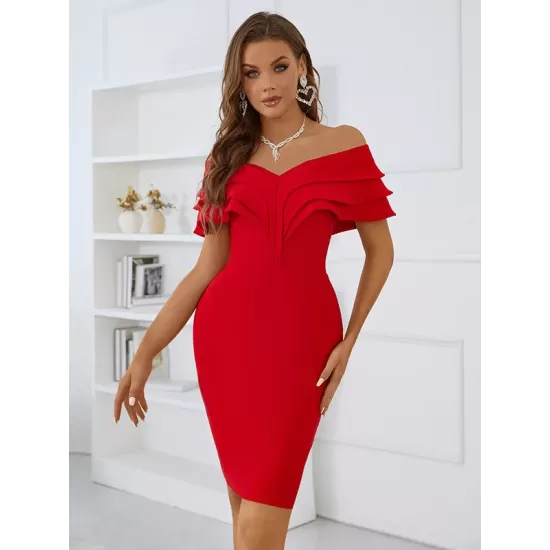 Vacation Wrap Solid Color One-Shoulder Dress