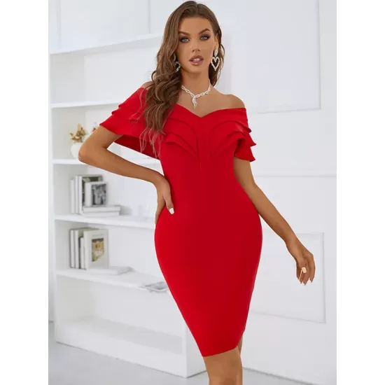 Vacation Wrap Solid Color One-Shoulder Dress