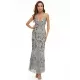 Evening Wrap A-Line Backless Embroidered V-Neck Maxi Dress