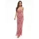 Evening Wrap A-Line Backless Embroidered V-Neck Maxi Dress