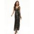 Evening Sleeveless Wrap Mesh Backless Embroidered V-Neck Maxi Dress