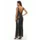 Evening Sleeveless Wrap Mesh Backless Embroidered V-Neck Maxi Dress