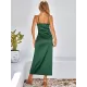 Vacation Sleeveless Wrap Solid Color U-Neck Maxi Dress