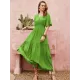 Vacation Half Sleeves Wrap Solid Color V-Neck Maxi Dress