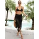 Bandage Hollow See-Through Solid Color Tasseled Wrap Cover-Ups Swimwear