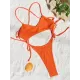 Back Cross Bandage Belly-Hollow Solid Color Wrap One-Piece Swimwear