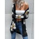 Contrast Color Knitted Flower Loose Wrap Cardigan Tops