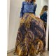 Contrast Color Flower Print Loose Wrap Skirts Bottoms