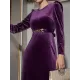 Belted Solid Color Zipper Mermaid Wrap Round-Neck Midi Dresses