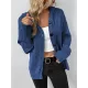 Buttoned Hooded Solid Color Wrap Cardigan