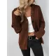 Buttoned Hooded Solid Color Wrap Cardigan