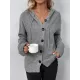 Buttoned Hooded Solid Color Wrap Cardigan