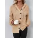 Buttoned Hooded Solid Color Wrap Cardigan