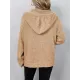 Buttoned Hooded Solid Color Wrap Cardigan