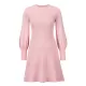 Solid Color Puff Sleeves Wrap Round-Neck Sweater Dress