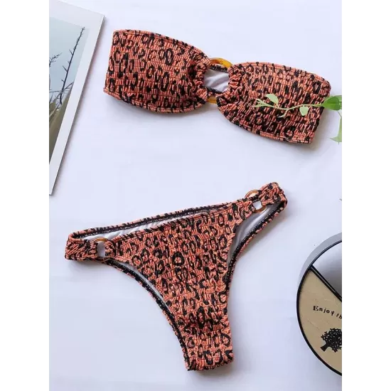 Sexy Breast Wrap Buckle Bikini Swimsuit