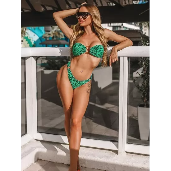 Sexy Breast Wrap Buckle Bikini Swimsuit