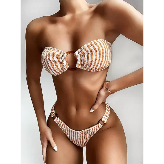 Sexy Breast Wrap Buckle Bikini Swimsuit