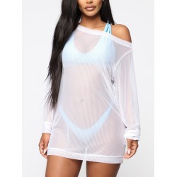 See-Through Simple Long Sleeve Cover-Ups Tops