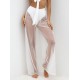 See-Through Gauze Split-Joint Beach Trousers