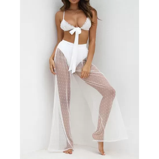 See-Through Gauze Split-Joint Beach Trousers